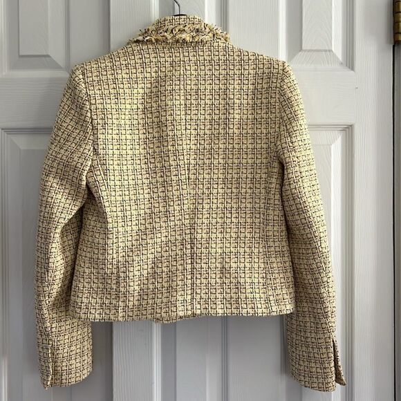 ZARA Double Breasted Tweed Weave Cropped Jacket - Picture 7 of 16